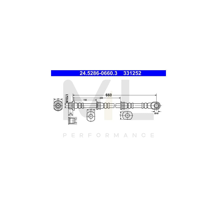 ATE 24.5286-0660.3 Brake Hose 660mm, M10x1