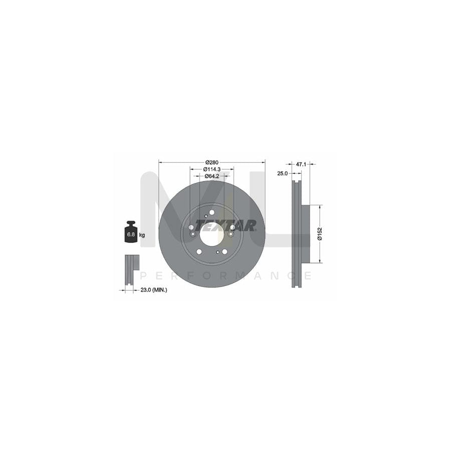 TEXTAR 92146600 Brake Disc for HONDA ACCORD Internally Vented, without wheel hub, without wheel studs | ML Performance Car Parts