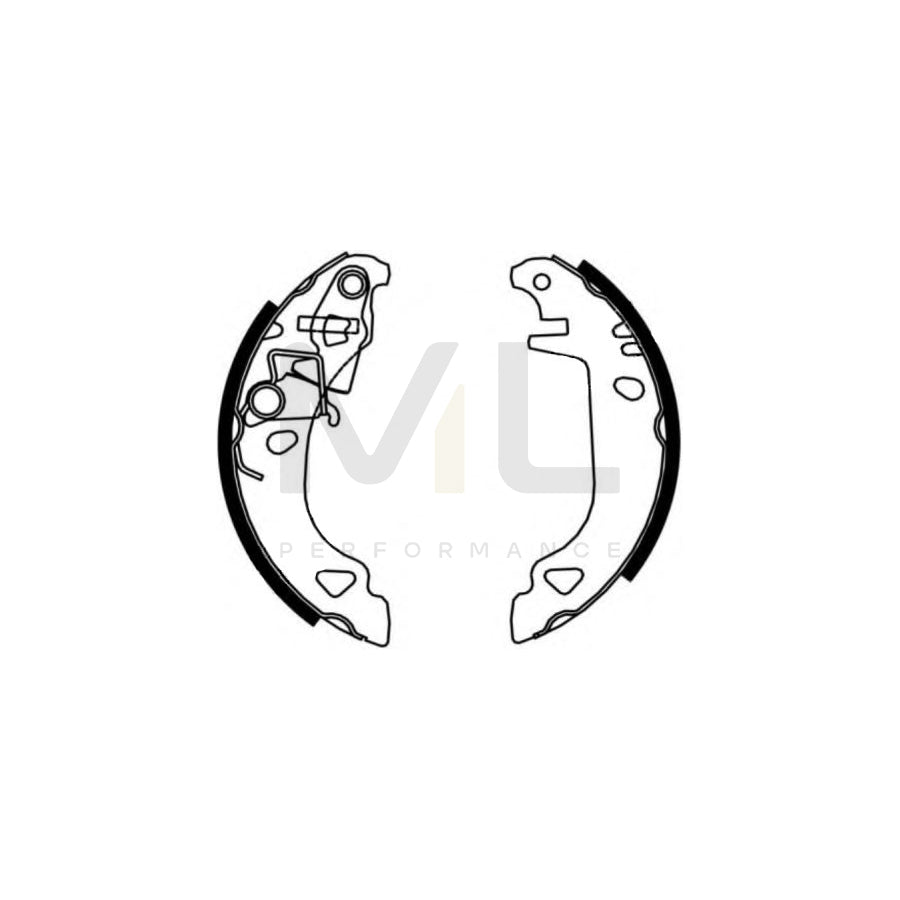 HELLA 8DB 355 001-421 Brake Shoe Set with handbrake lever