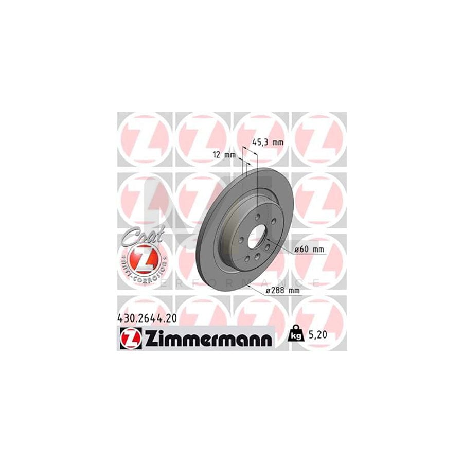 ZIMMERMANN COAT Z 430.2644.20 Brake Disc Solid, Coated  - 1 piece