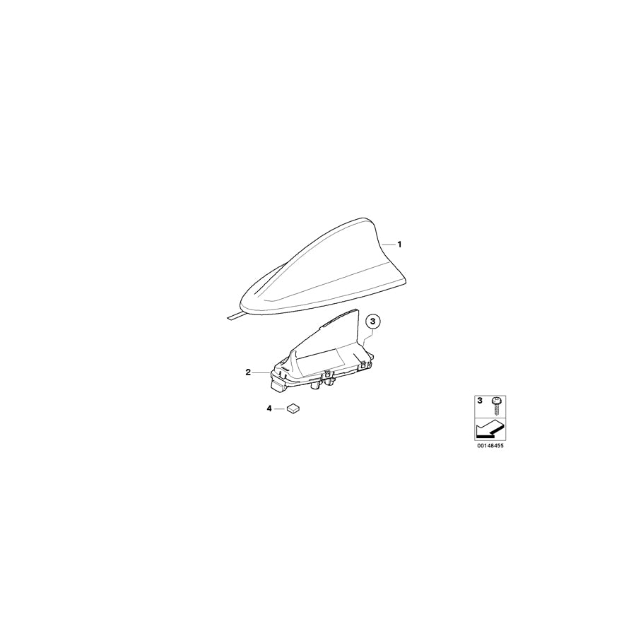 Genuine BMW 65206955558 E84 E91 Empty Housing For Roof Antenna, Primed (Inc. X1 16d, 325xi & X1 20i) | ML Performance US Car Parts