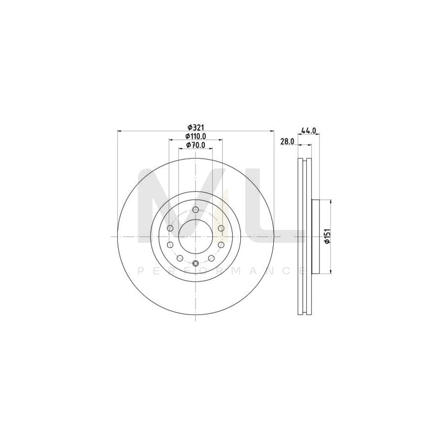 HELLA PRO 8DD 355 113-101 Brake Disc Externally Vented, Coated, without wheel hub, without wheel studs