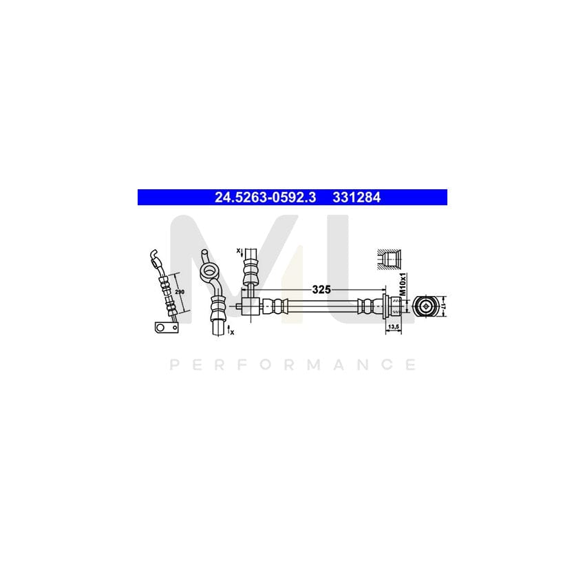 ATE 24.5263-0592.3 Brake Hose for TOYOTA Yaris I Hatchback (P1) 325mm, M10x1