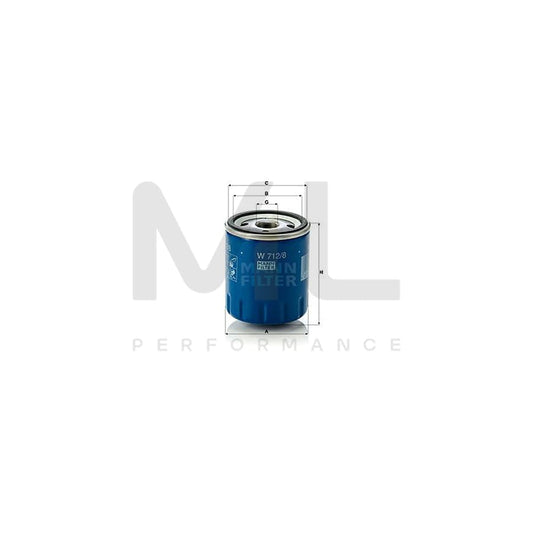 MANN-FILTER W 712/8 Oil Filter Spin-on Filter, with one anti-return valve