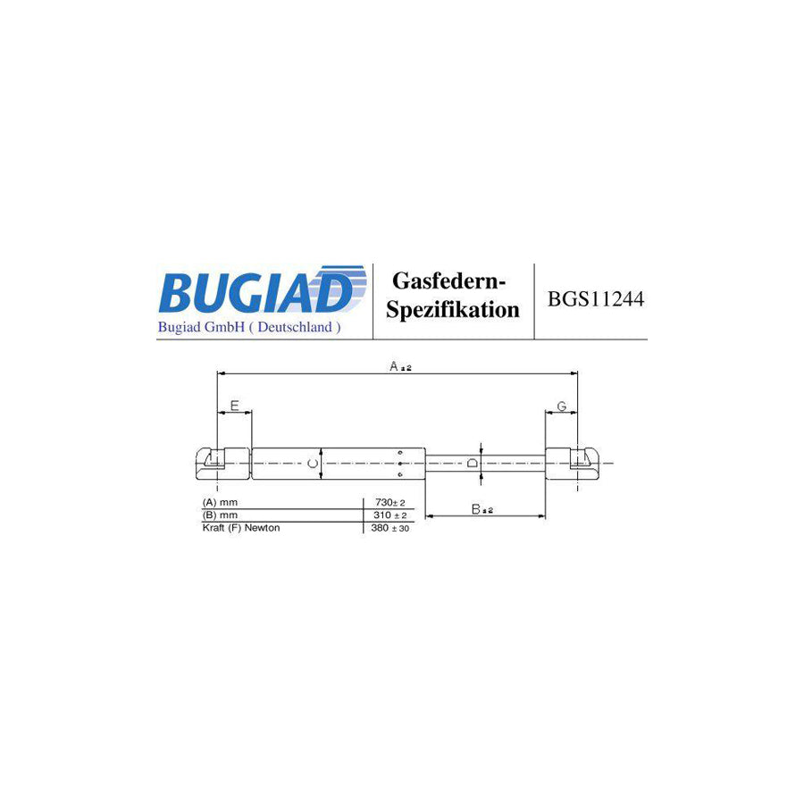 BUGIAD Bgs11244 Bonnet Strut for VW Passat