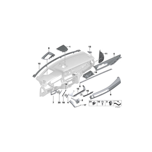 Genuine BMW 51458058568 F15 F16 Trim Instr.Panel Alu.Hex.Passenger Left hand drive (Inc. X5 35i, X6 40dX & X6 50iX 4.0) | ML Performance US Car Parts