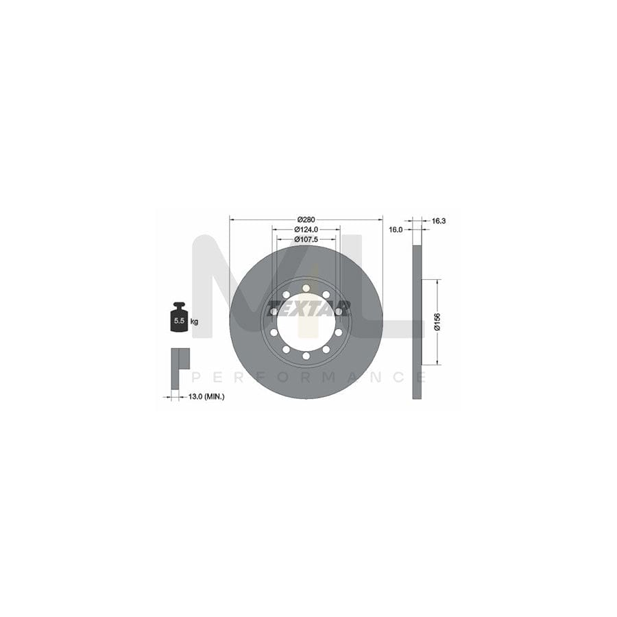 TEXTAR 92152000 Brake Disc Solid, without wheel hub, without wheel studs | ML Performance Car Parts
