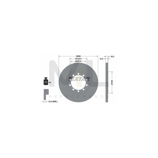 TEXTAR 92152000 Brake Disc Solid, without wheel hub, without wheel studs | ML Performance Car Parts