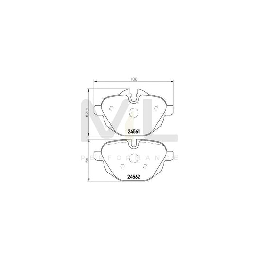 Hella 8DB 355 013-921 Brake Pad Set Prepared For Wear Indicator, With Brake Caliper Screws, With Accessories
