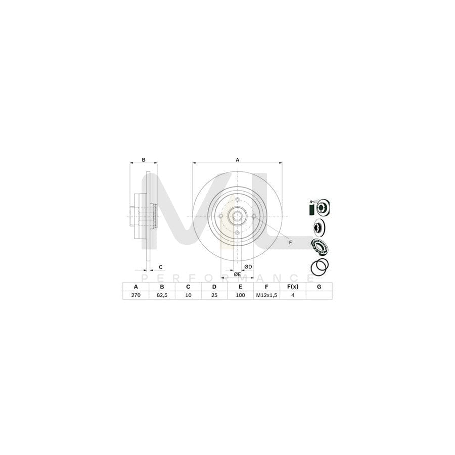 BOSCH 0 986 479 E71 Brake Disc Solid, Coated, with ABS sensor ring, with wheel bearing | ML Performance Car Parts