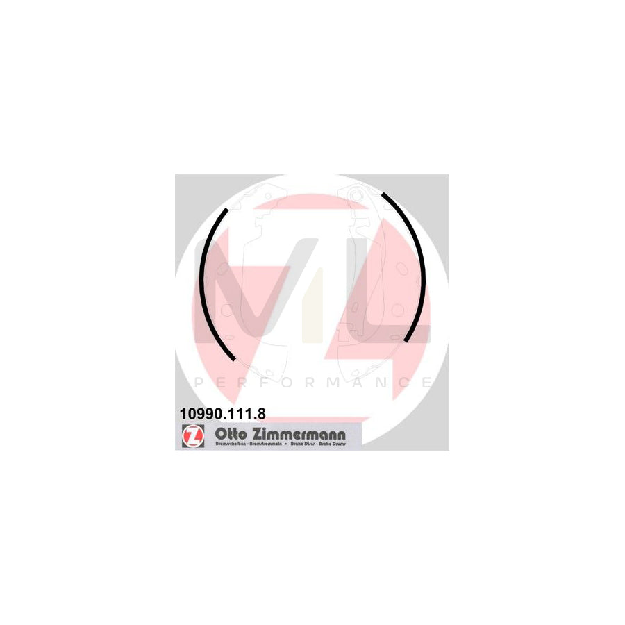 ZIMMERMANN 10990.111.8 Brake Shoe Set Photo corresponds to scope of supply, with lever