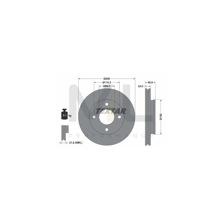 TEXTAR PRO 92134803 Brake Disc Externally Vented, Coated, without wheel hub, without wheel studs | ML Performance Car Parts