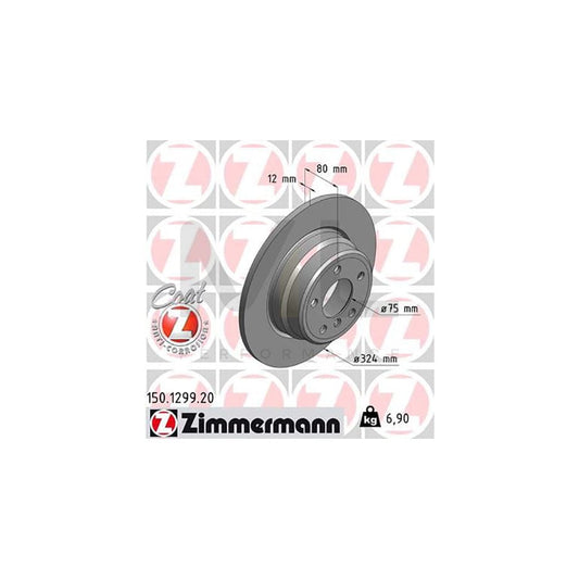 ZIMMERMANN COAT Z 150.1299.20 Brake Disc for BMW X5 (E53) Solid, Coated, High-carbon  - 1 piece