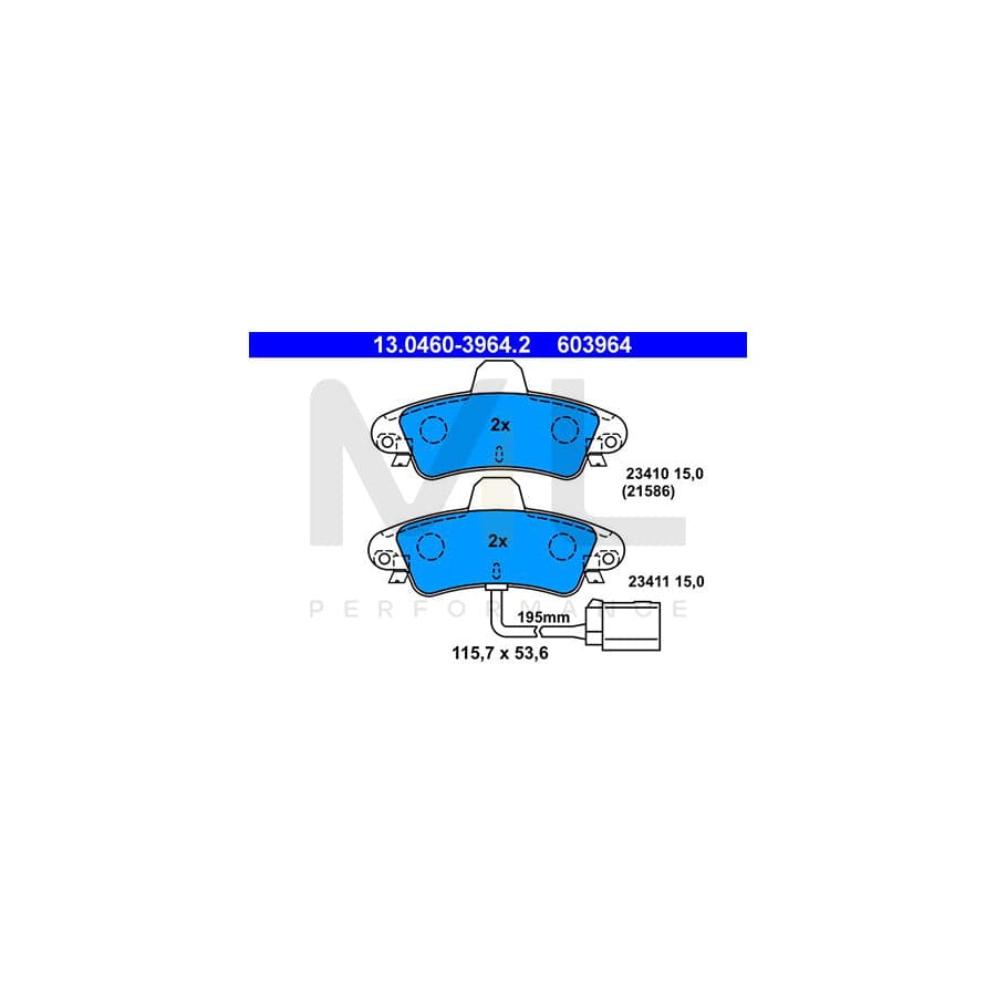 ATE 13.0460-3964.2 Brake pad set incl. wear warning contact