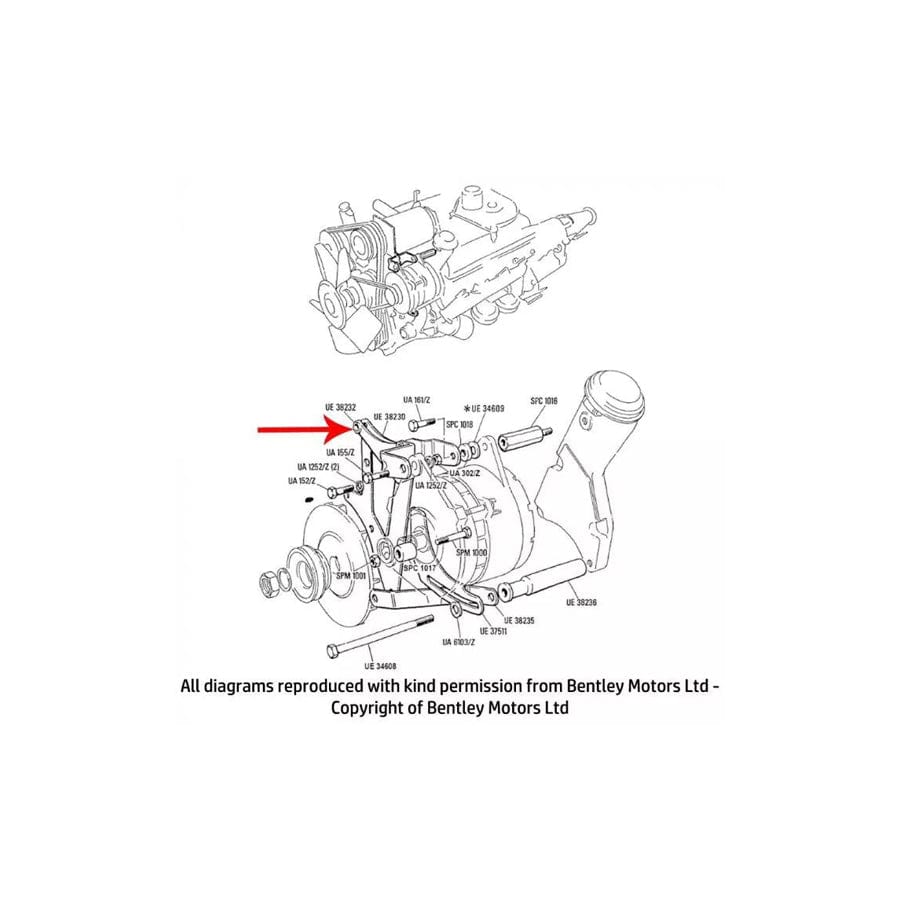 GENUINE Rolls-Royce UE38232 ALTERNATOR MOUNTING BRACKET