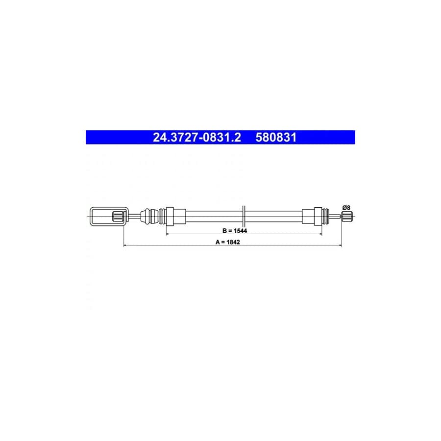ATE 24.3727-0831.2 Hand Brake Cable for Peugeot 405