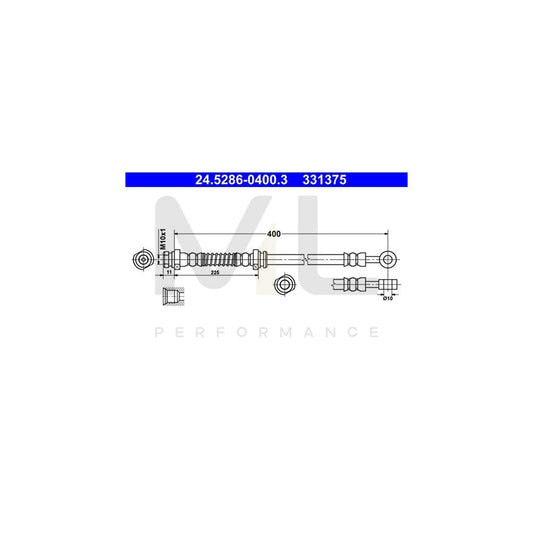 ATE 24.5286-0400.3 Brake Hose for HYUNDAI i10 I (PA) 400mm, M10x1