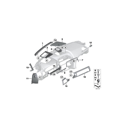Genuine BMW 51458052326 F12 F06 Trim Cover, I-Panel, Alu, Hex, Center Left hand drive (Inc. 650iX 4.4, 650iX 4.0 & 640i) | ML Performance US Car Parts
