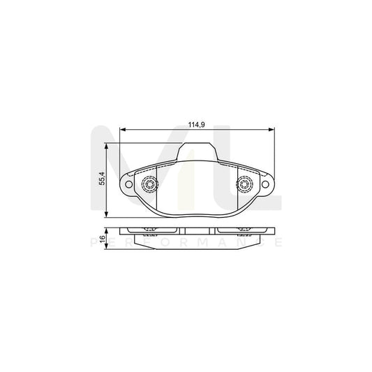Bosch 0986495338 Brake Pad Set For Ford Ka Hatchback (Ru8) Excl. Wear Warning Contact, With Mounting Manual BP1627 | ML Performance Car Parts