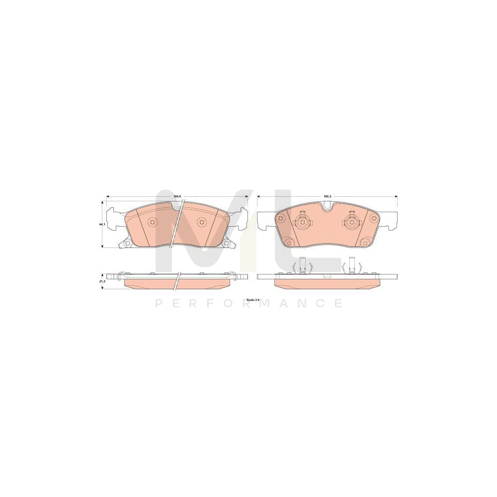 TRW Gdb4604 Brake Pad Set For Jeep Grand Cherokee Iv (Wk, Wk2) With Acoustic Wear Warning | ML Performance Car Parts