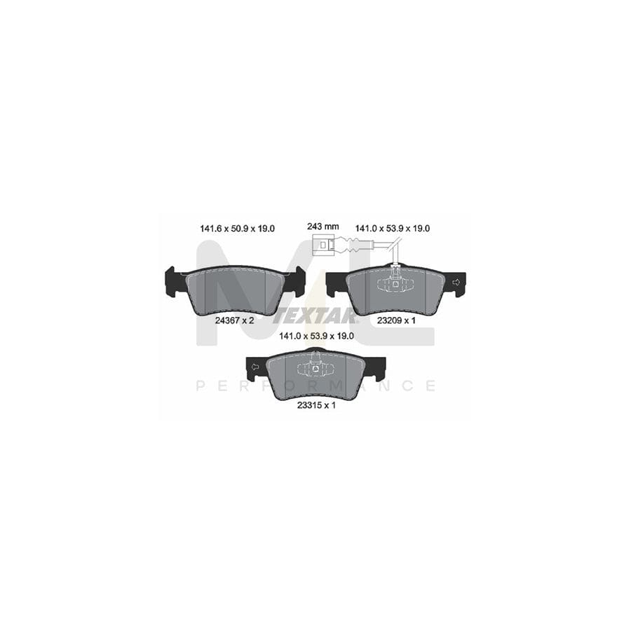 TEXTAR 2436704 Brake pad set for VW Touareg I (7LA, 7L6, 7L7) incl. wear warning contact | ML Performance Car Parts