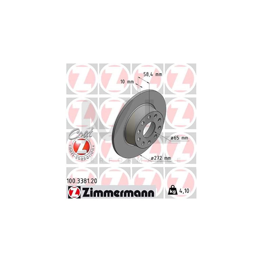 ZIMMERMANN COAT Z 100.3381.20 Brake Disc Solid, Coated  - 1 piece