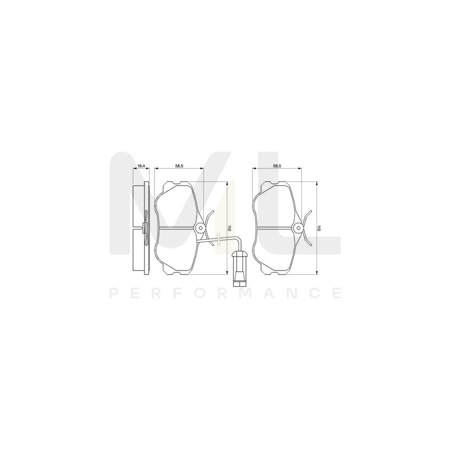 Bosch 0986460973 Brake Pad Set With Integrated Wear Sensor, With Anti-Squeak Plate BP542 | ML Performance Car Parts