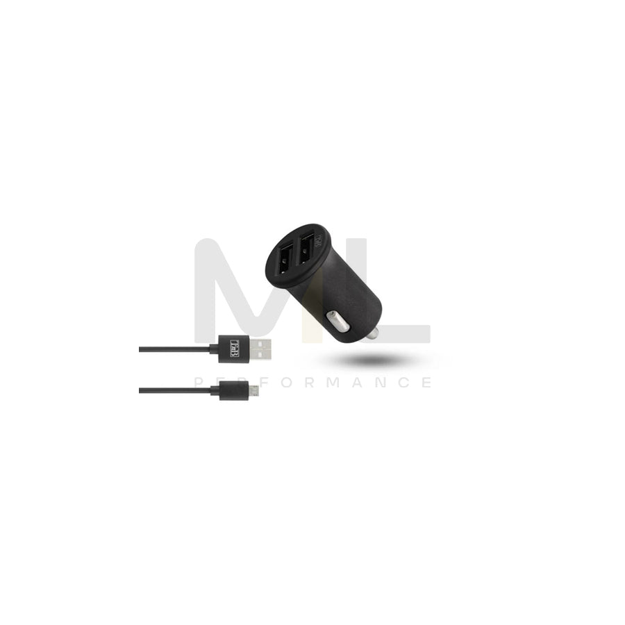 TnB 8700 In-car charger 12, 24V, 1m, Number of inlets/outlets: 2 USB, with USB cable, micro USB, Black
