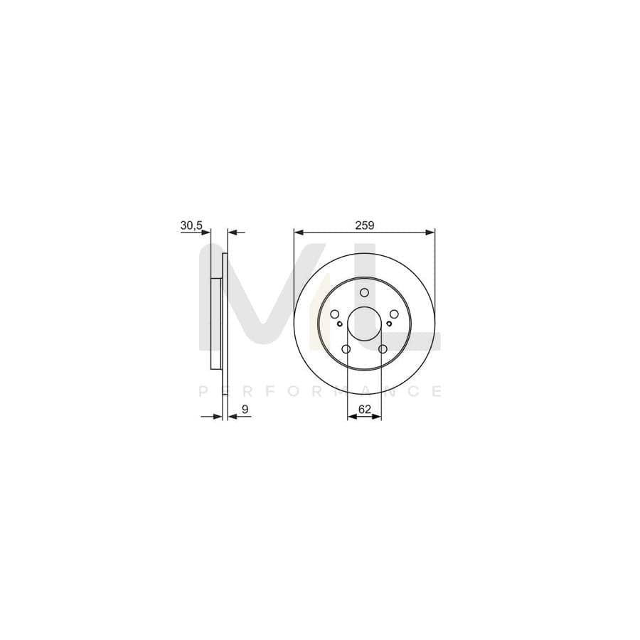 BOSCH 0 986 479 765 Brake Disc for TOYOTA Auris Hatchback (E15) Solid, Oiled | ML Performance Car Parts