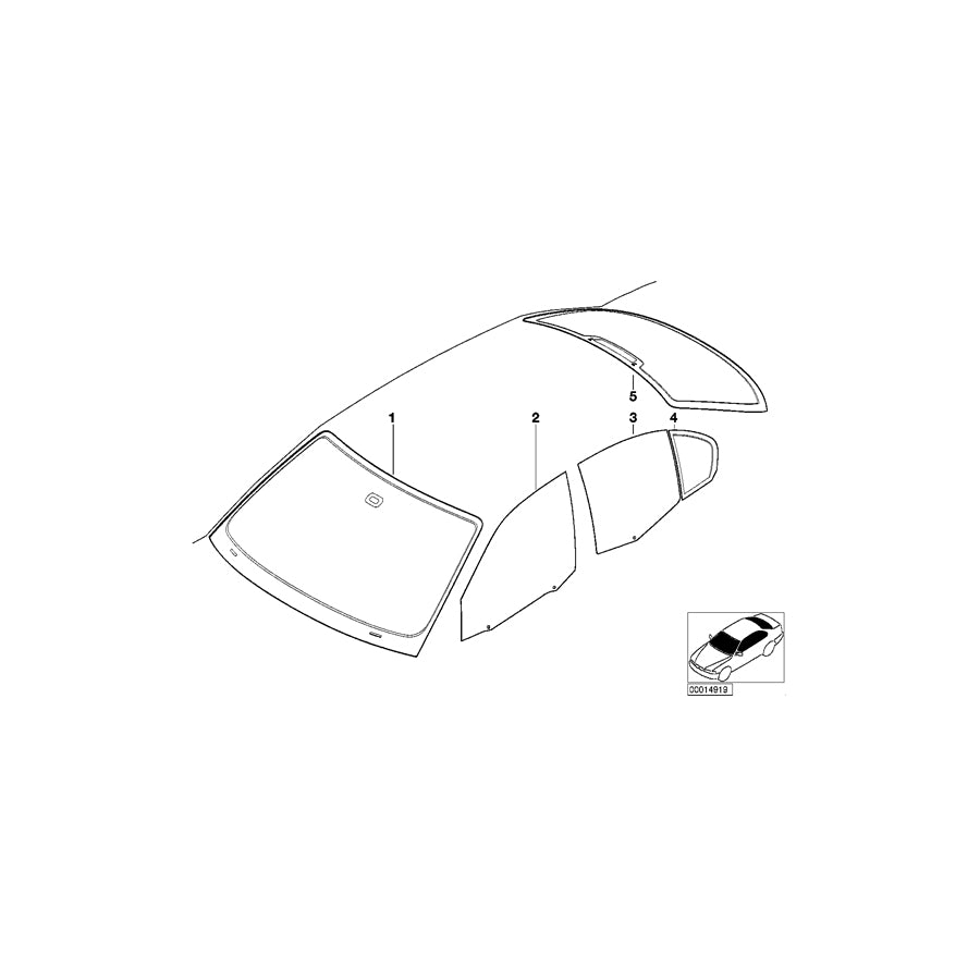 Genuine BMW 51348196029 E46 Side Window,Green Fixed,Left Rear Door (Inc. 330i, 325i & 323i) | ML Performance US Car Parts