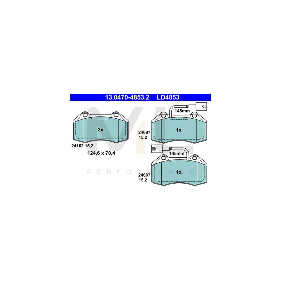 ATE Ceramic 13.0470-4853.2 Brake pad set incl. wear warning contact