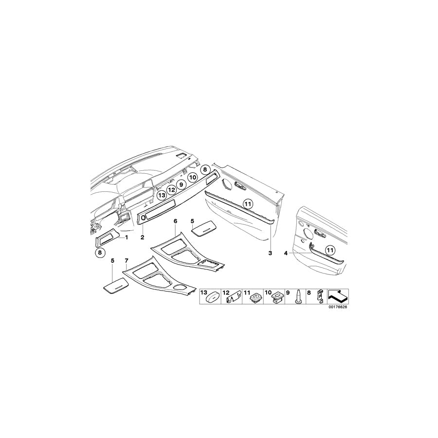 Genuine BMW 51427230679 E90 E91 Decorative Strip, Door Rear Left SATINSILBER (Inc. 320i, 328xi & 328i) | ML Performance US Car Parts