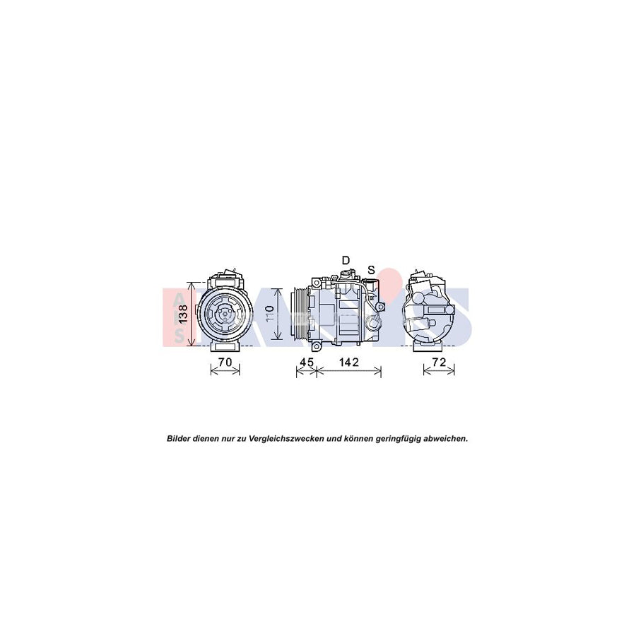 AKS Dasis 852714N Compressor, Air Conditioning Suitable for Mercedes-Benz S-Class