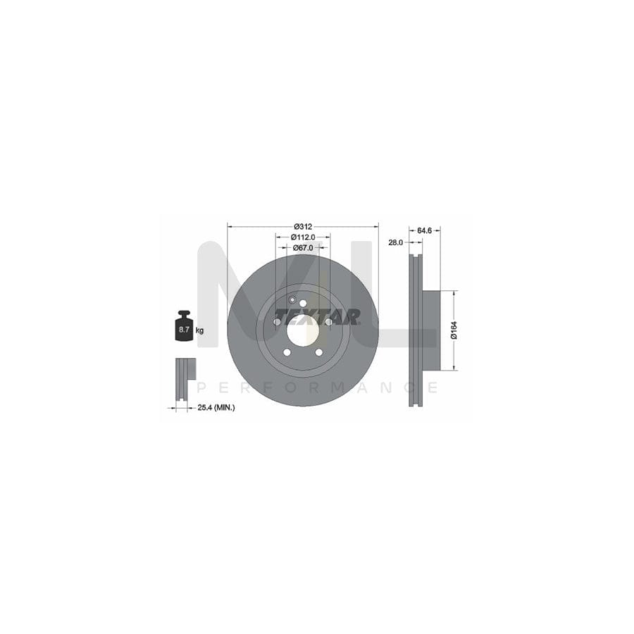 TEXTAR PRO+ 92115305 Brake Disc Internally Vented, Coated, High-carbon, without wheel hub, without wheel studs | ML Performance Car Parts