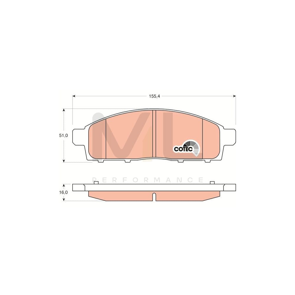 TRW Cotec Gdb3435 Brake Pad Set Not Prepared For Wear Indicator | ML Performance Car Parts
