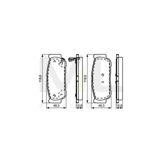 Bosch 0986495315 Brake Pad Set With Acoustic Wear Warning, With Anti-Squeak Plate, With Mounting Manual BP1604 | ML Performance Car Parts