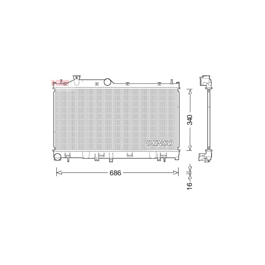 DENSO DRM36021 Engine Radiator for Subaru Forester IV (Sj)