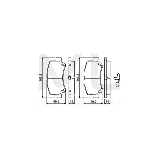 Bosch 0986424626 Brake Pad Set For Suzuki Wagon R+ I Hatchback (Em) With Acoustic Wear Warning BP349 | ML Performance Car Parts
