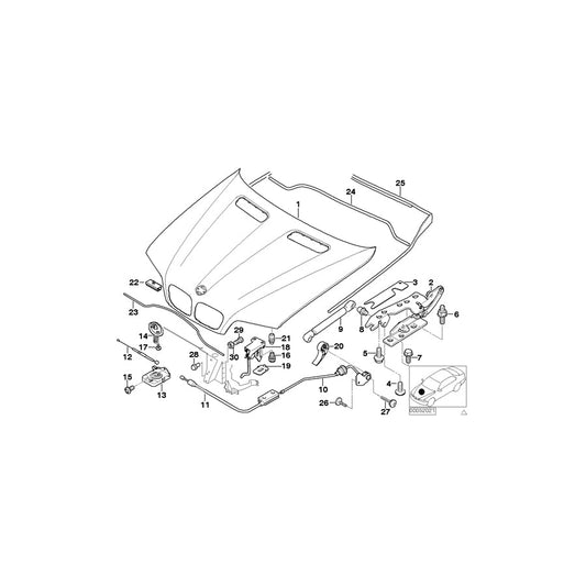 Genuine BMW 51237000572 E53 Hood Catch End Support (Inc. X5) | ML Performance US Car Parts