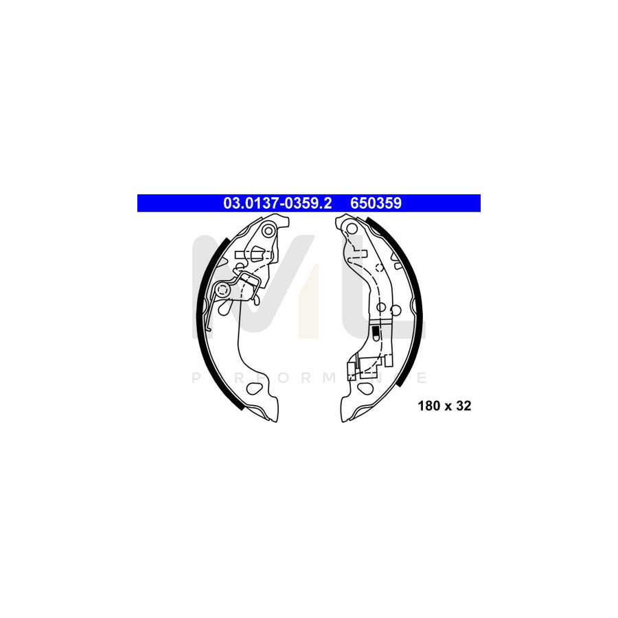 ATE 03.0137-0359.2 Brake Shoe Set for FIAT Punto II Hatchback (188) with lever