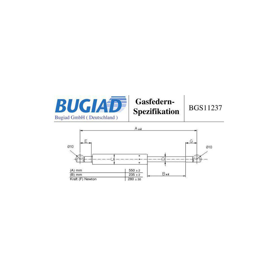 BUGIAD Bgs11237 Tailgate Strut for Suzuki Ignis II (Mh)