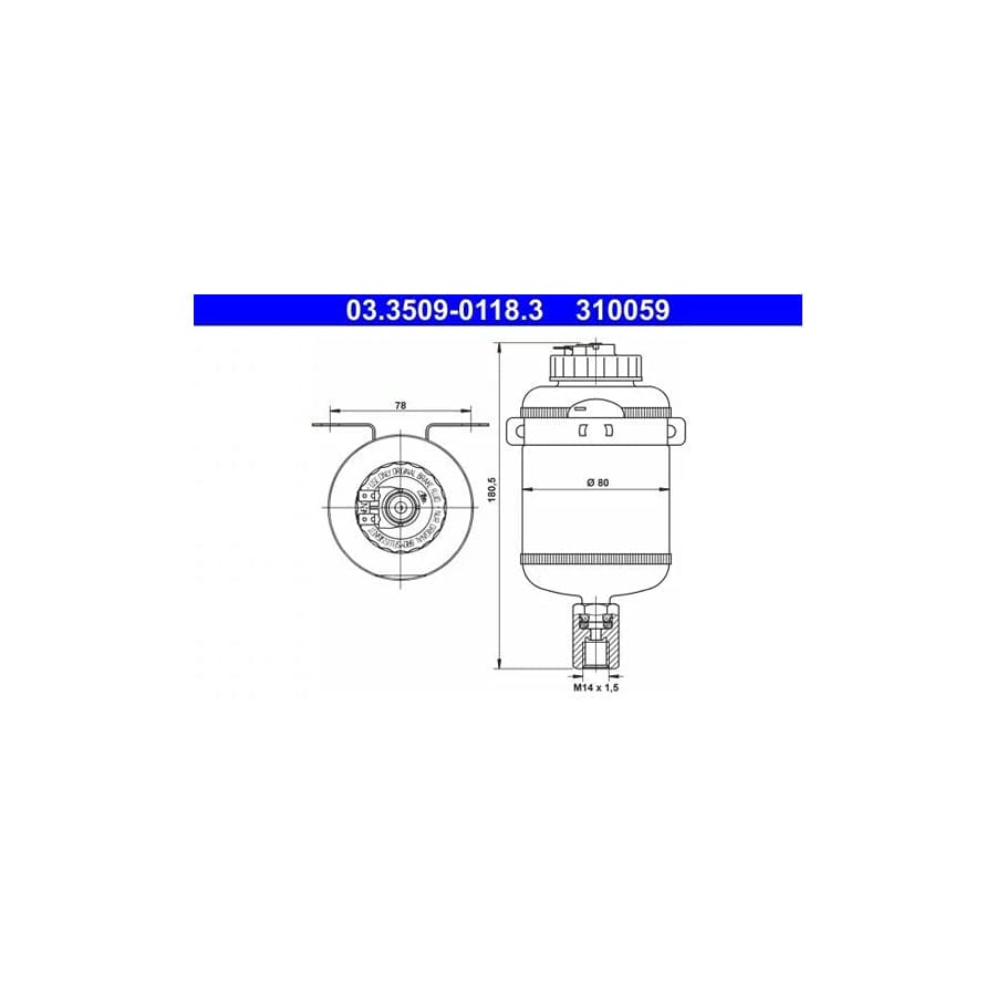 ATE 03.3509-0118.3 Expansion Tank, Brake Fluid