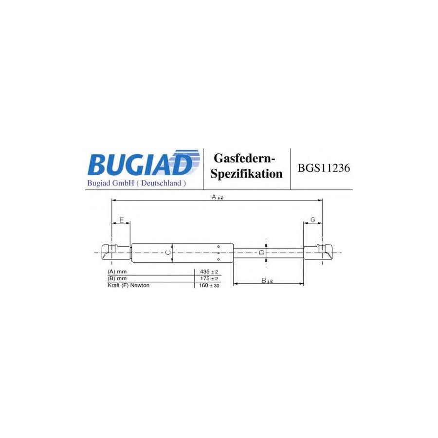 BUGIAD Bgs11236 Tailgate Strut for Smart Roadster Coupe (452)