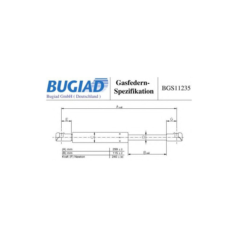 BUGIAD Bgs11235 Bonnet Strut for Smart Roadster Coupe (452)