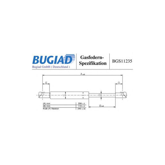 BUGIAD Bgs11235 Bonnet Strut for Smart Roadster Coupe (452)
