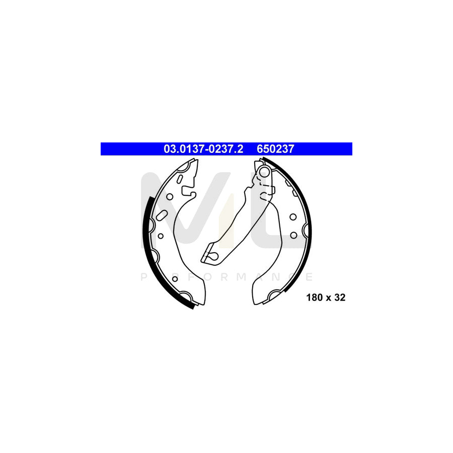 ATE 03.0137-0237.2 Brake Shoe Set with lever