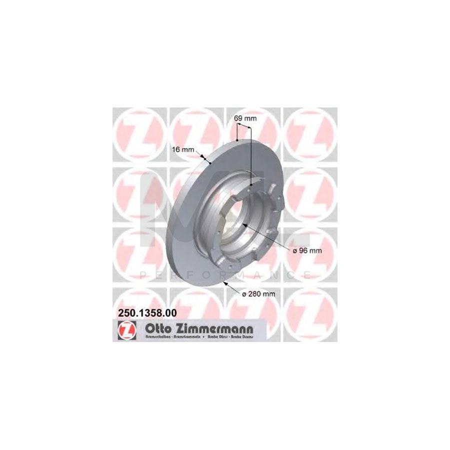 ZIMMERMANN 250.1358.00 Brake Disc for FORD TRANSIT Solid, with ABS sensor ring  - 1 piece