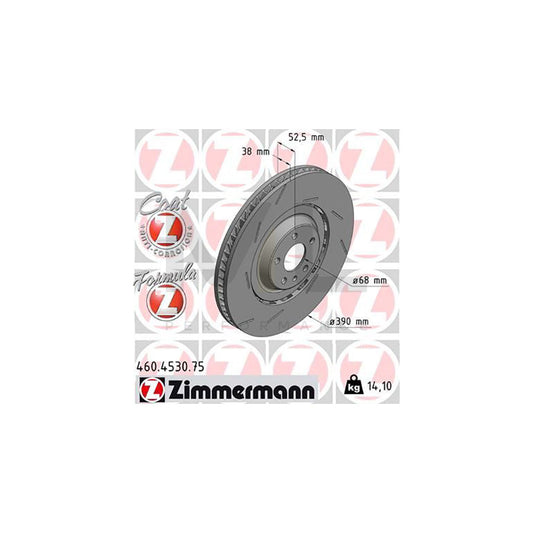 ZIMMERMANN 460.4530.75 Brake Disc for PORSCHE Macan (95B) Slotted, Two-piece brake disc, Vented, Coated, Alloyed / High-carbon