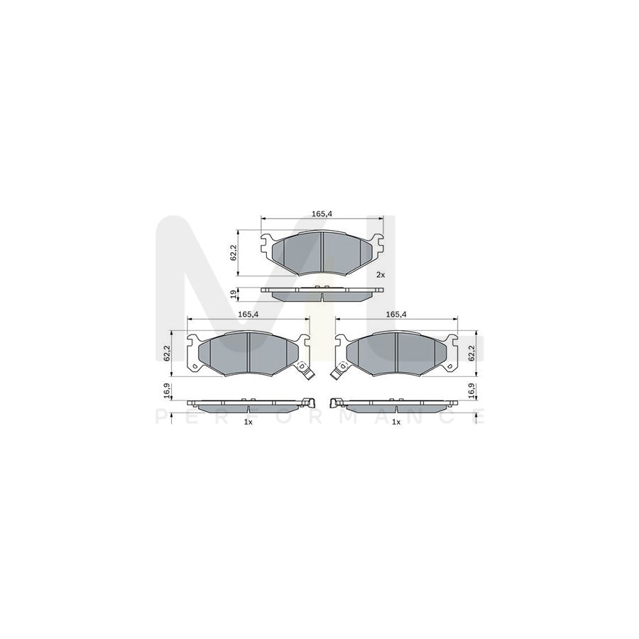 Bosch 0986424892 Brake Pad Set With Acoustic Wear Warning, With Anti-Squeak Plate, With Mounting Manual BP2521 | ML Performance Car Parts