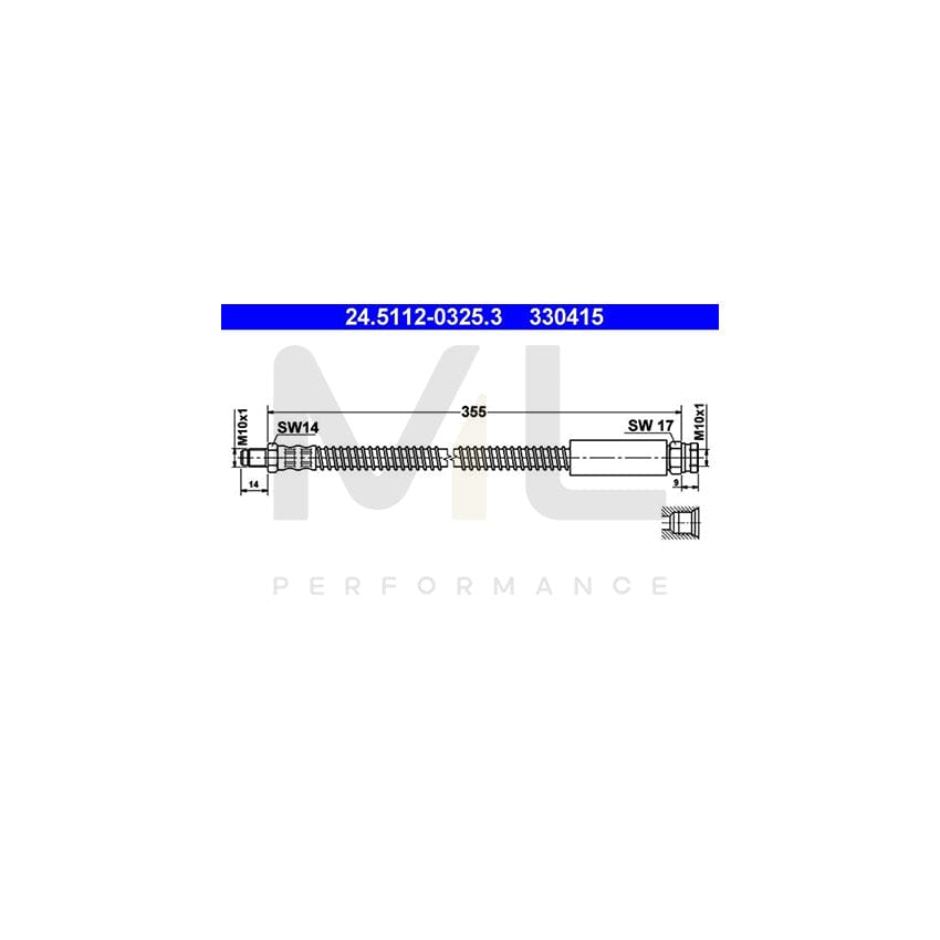 ATE 24.5112-0325.3 Brake Hose 355mm, M10x1